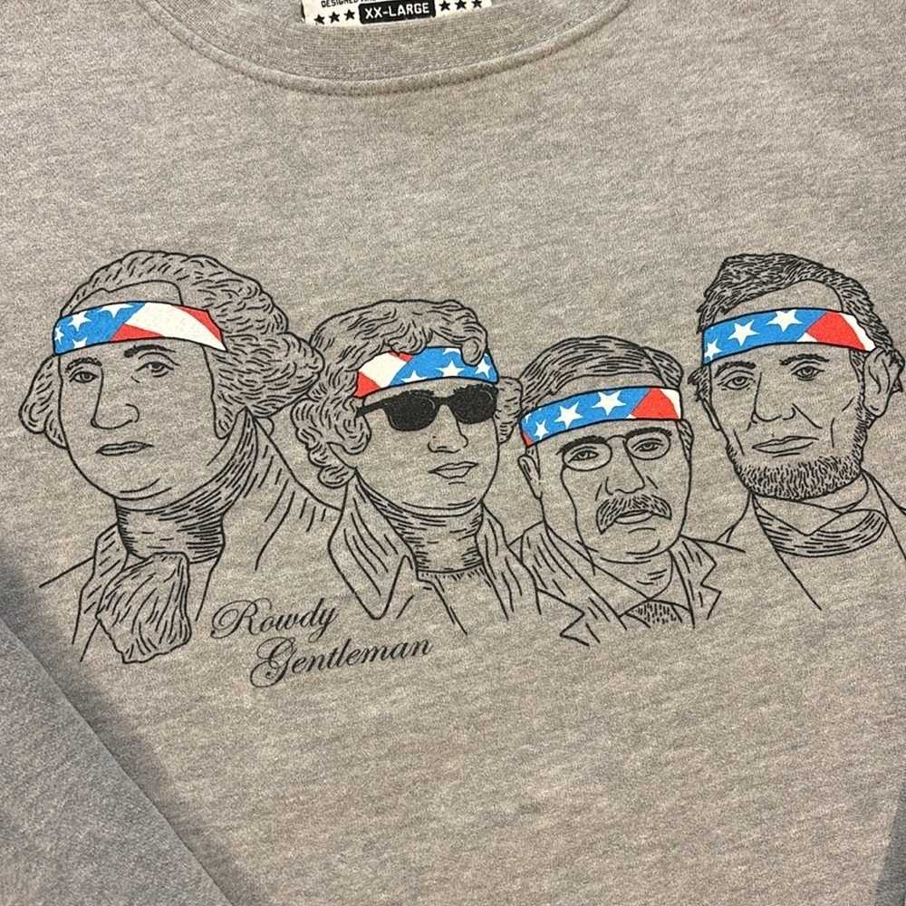Rowdy Gentleman Mount Rushmore crewneck sweatshirt, xxl, bandana funny - Picture 2 of 5